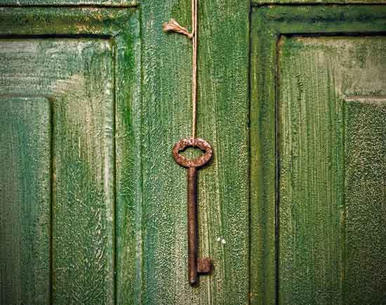 key on green door